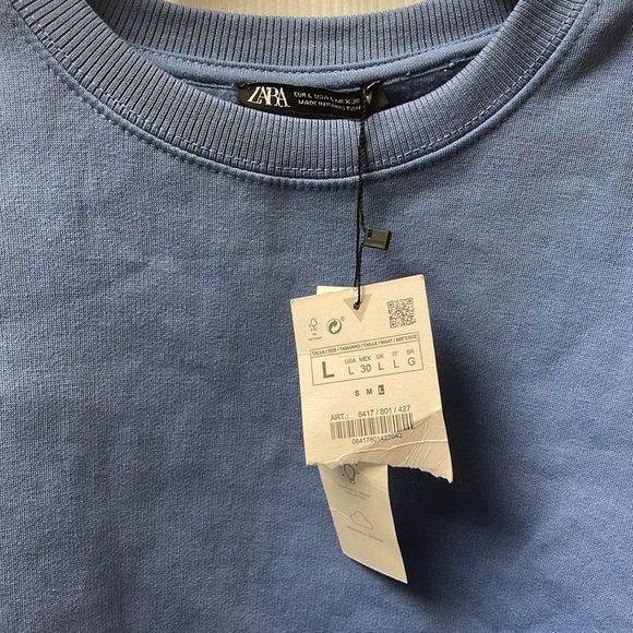 NWT ZARA ROUND NECK SWEATSHIRT WITH WIDE ARM OPENING - Picture 6 of 7